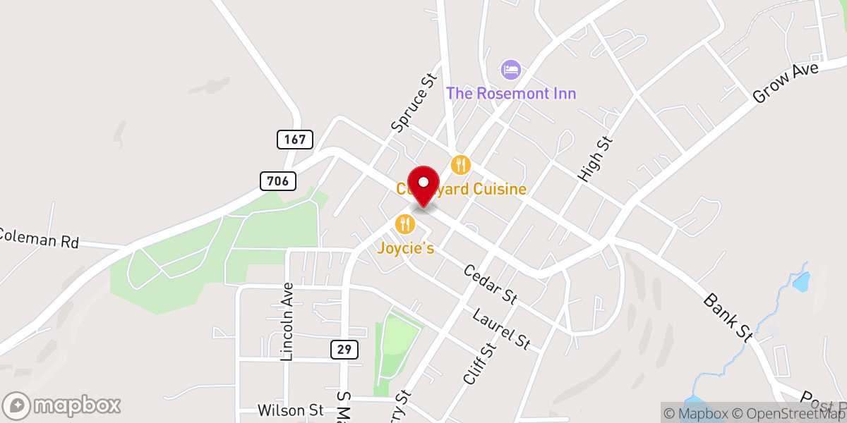 Map showing location of Lydia's Bake Shop