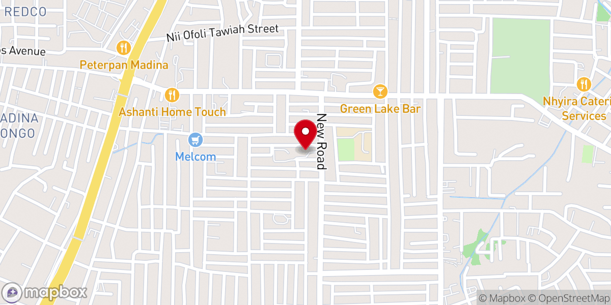 Map showing location of Queen of Peace Catholic church in Ghana