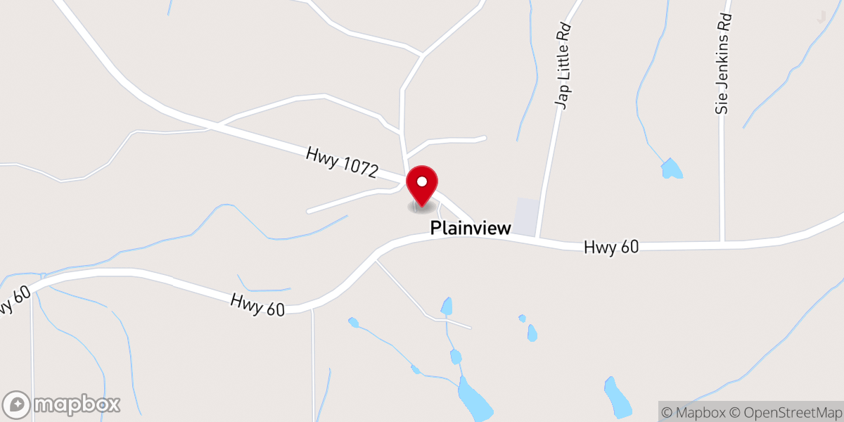 Map showing location of Plainview Baptist Church