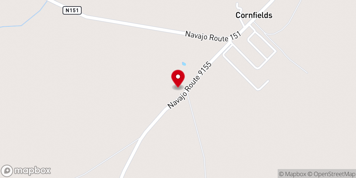 Map showing location of Cornfields Community Baptist Church