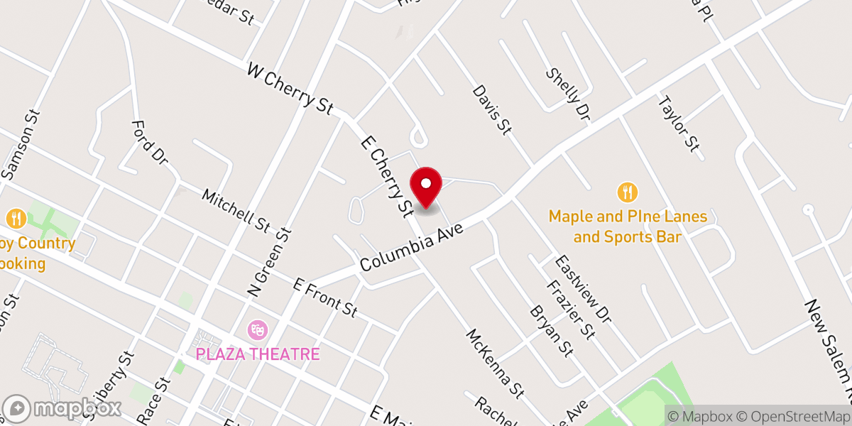 Map showing location of Calvary Baptist Church