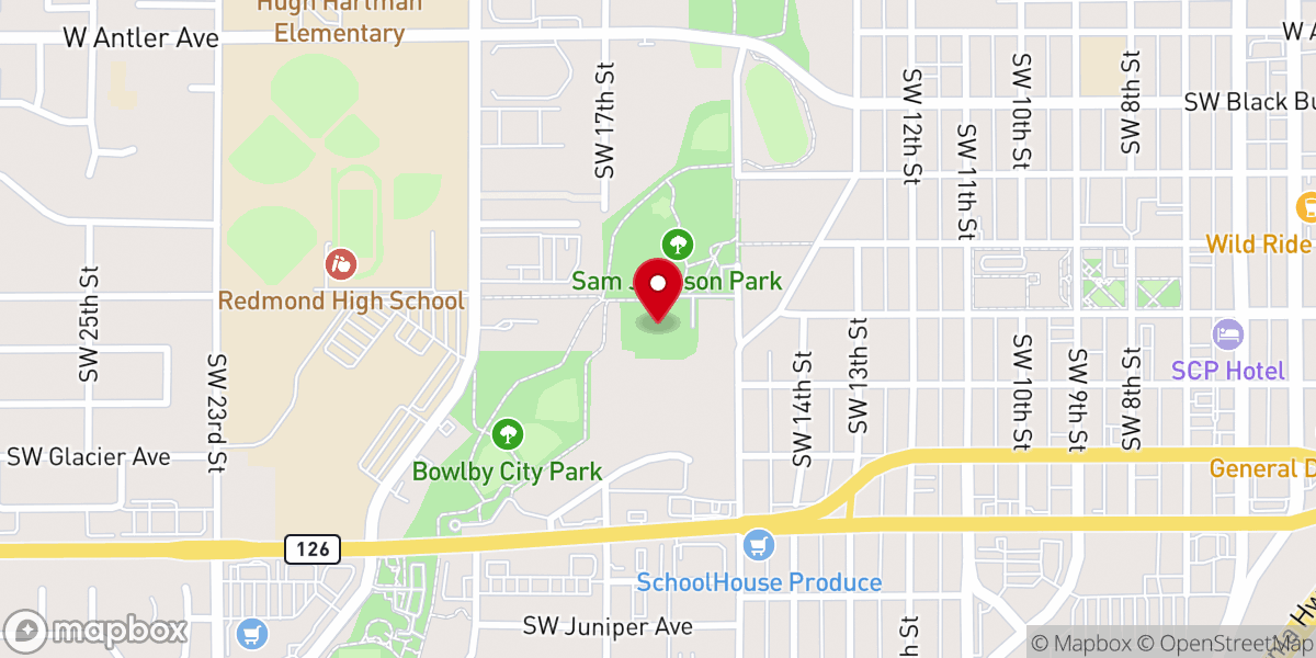Map showing location of Sam Johnson Park