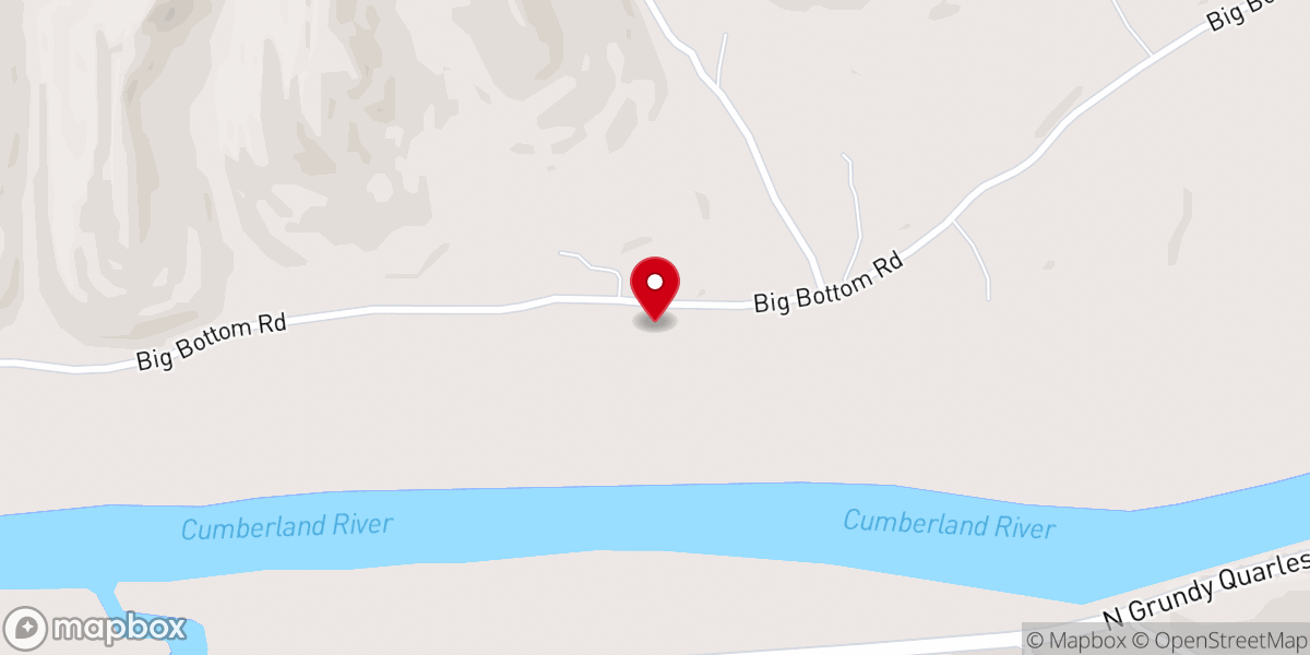 Map showing location of Big Bottom Church