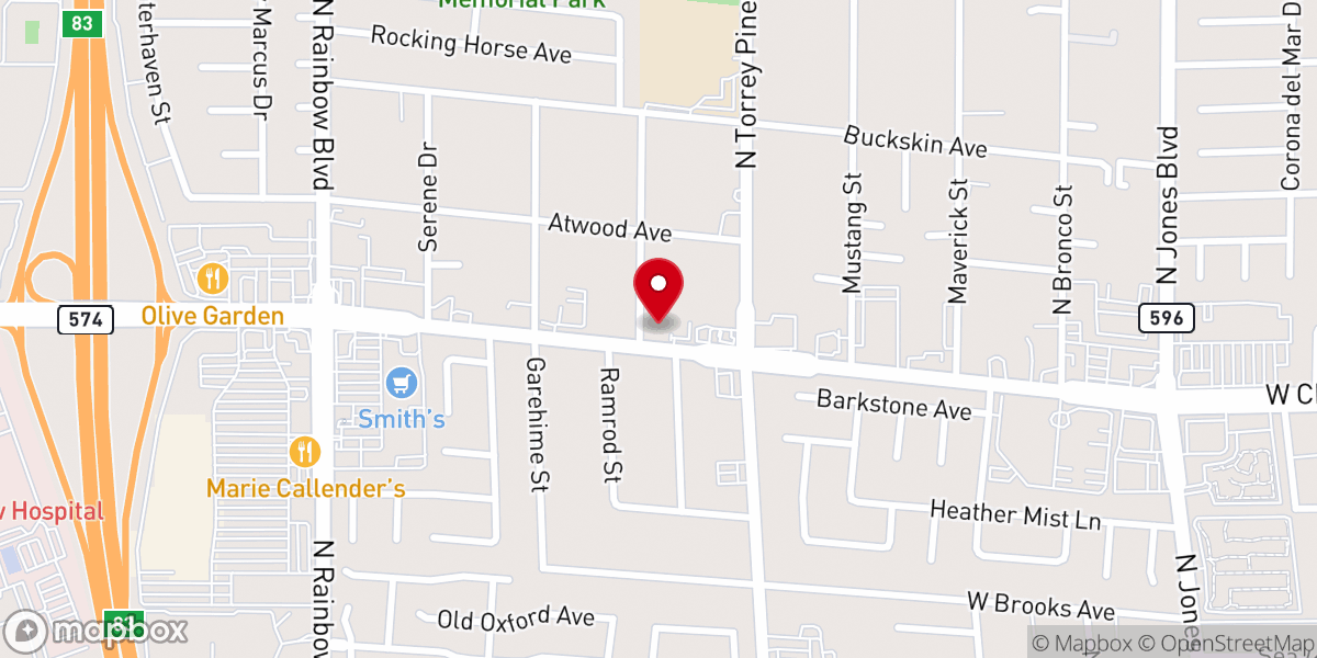 Map showing location of Las Vegas Worship Center