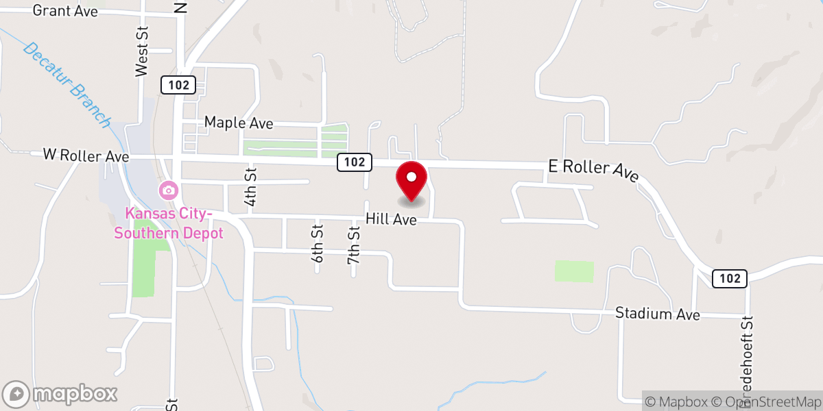 Map showing location of Blessed Stanley Rother Catholic Church