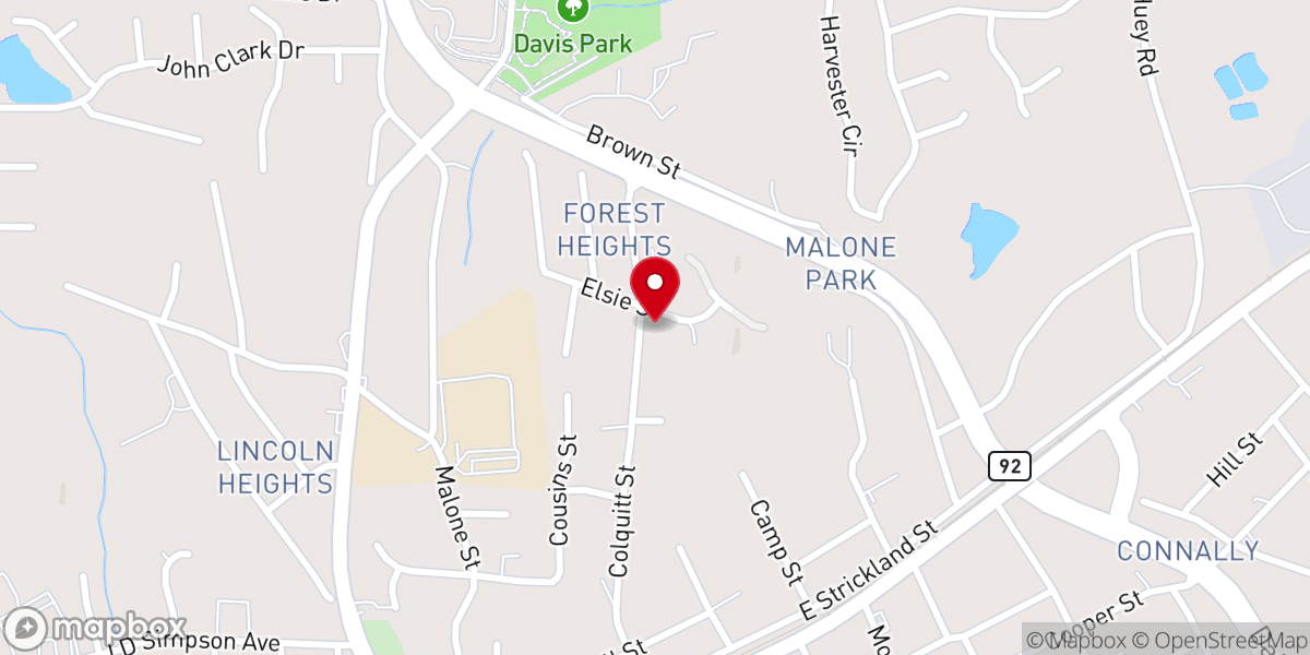 Map showing location of Second Baptist Church