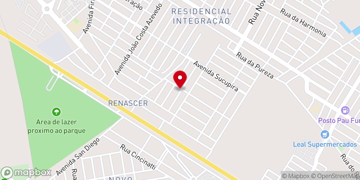 Map showing location of IGREJA BATISTA CATEDRAL NOVO TEMPO EM UBERLÂNDIA