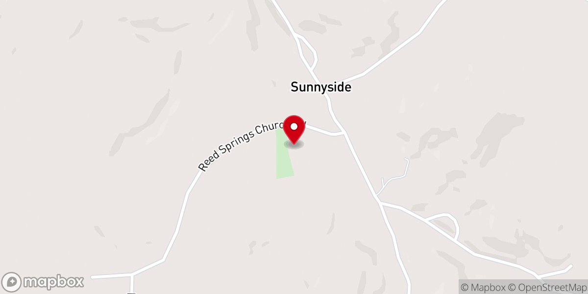Map showing location of Reed Springs Baptist Church