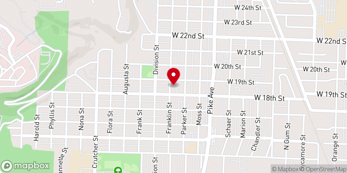Map showing location of Eighteenth Street Freewill Baptist Church