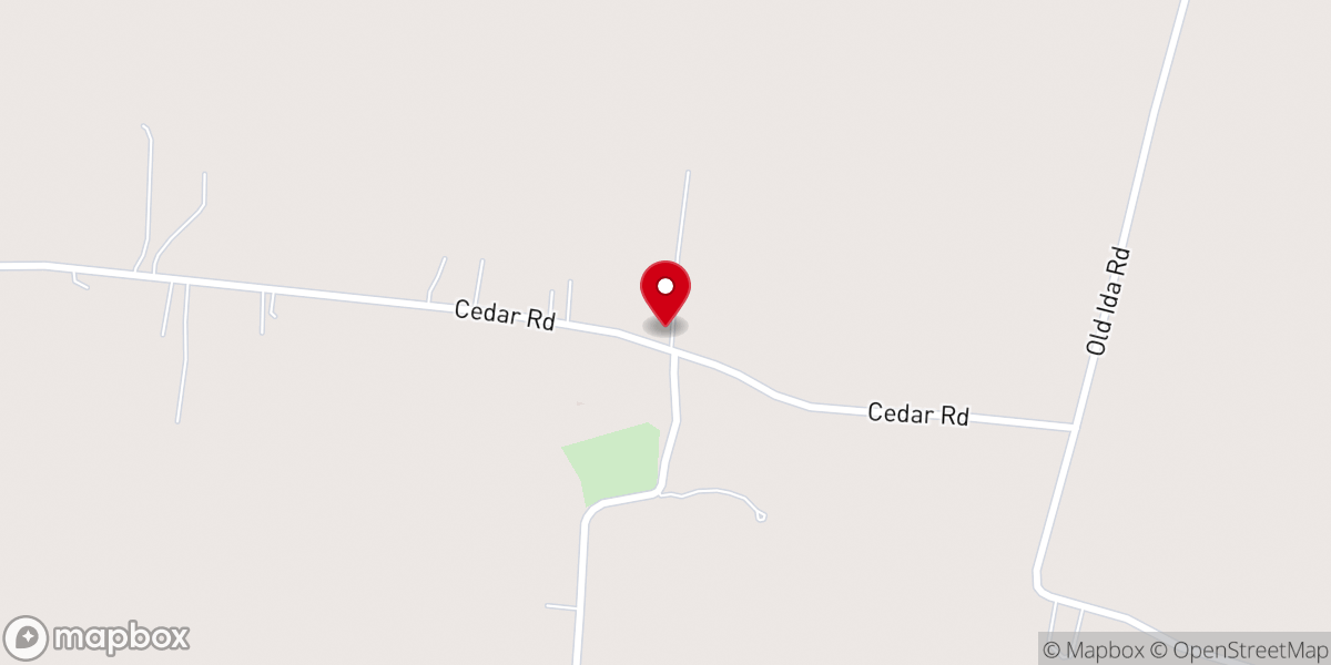 Map showing location of Cedar Church