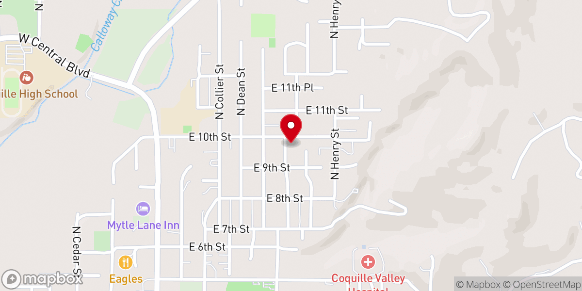 Map showing location of Coquille Christian Community Church