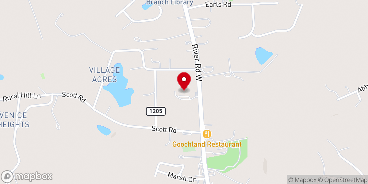 Map showing location of GoochlandCares Food Pantry