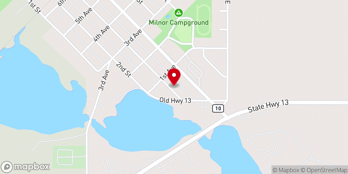 Map showing location of Milnor Lutheran Parsonage