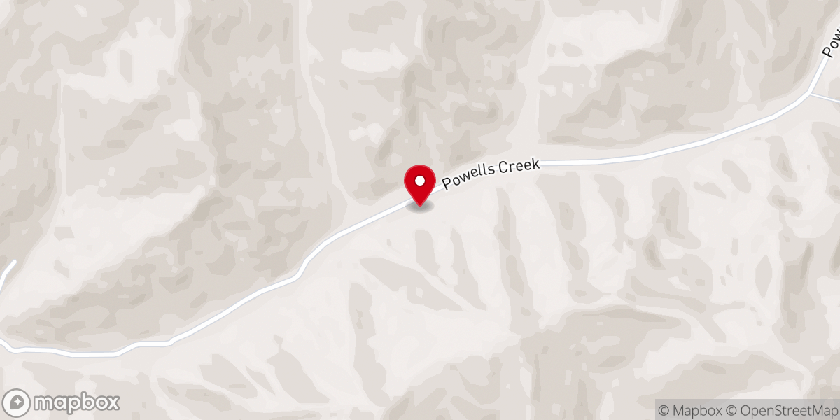 Map showing location of Powell Creek Church