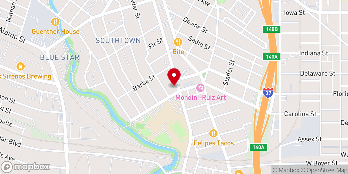 Map showing location of San Antonio Mennonite Church
