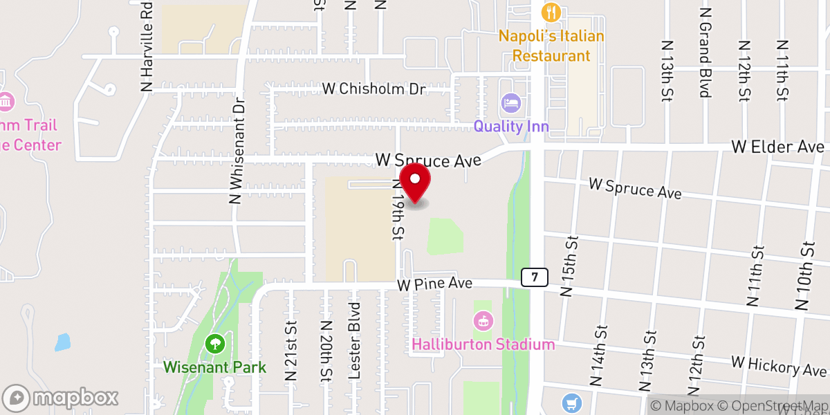 Map showing location of Parkview Baptist Church