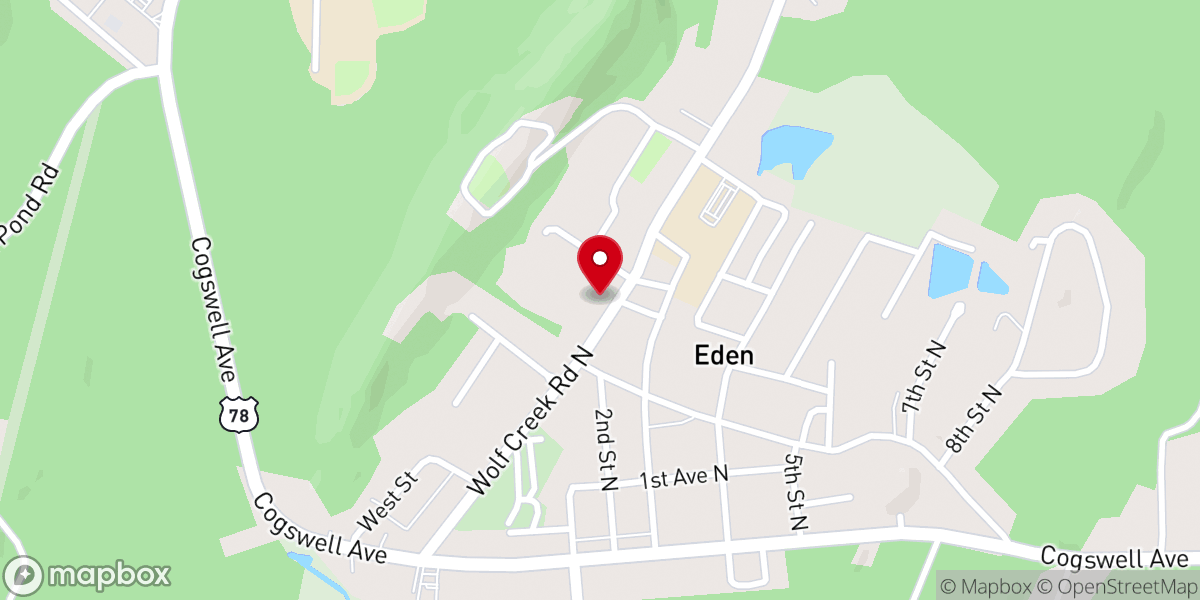 Map showing location of Eden West Side Baptist Church