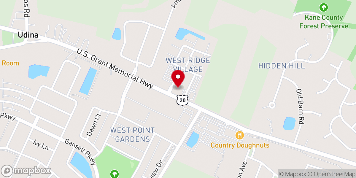 Map showing location of West Ridge Community Church
