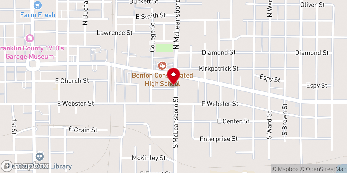 Map showing location of Franklin Baptist Association