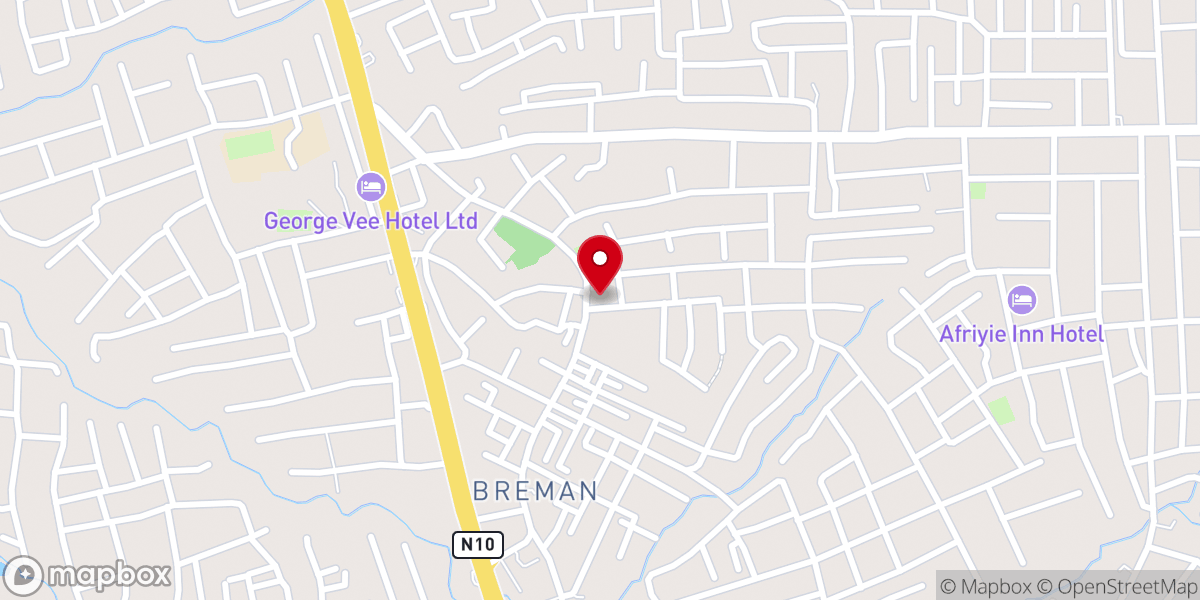 Map showing location of Bremang Church of Pentecost