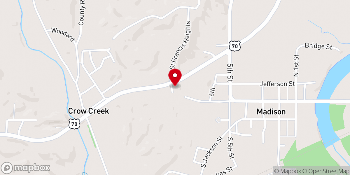 Map showing location of Madison First Baptist Church