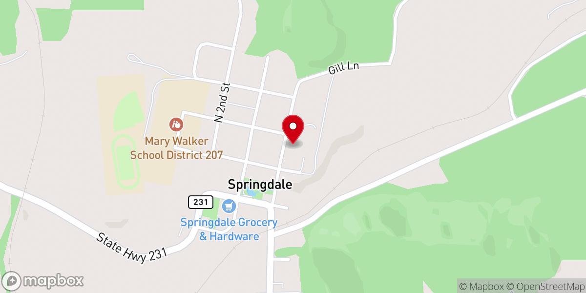 Map showing location of Springdale Community Church