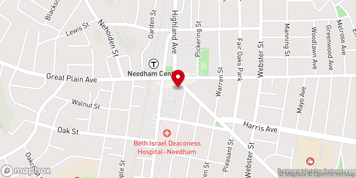 Map showing location of First Parish In Needham