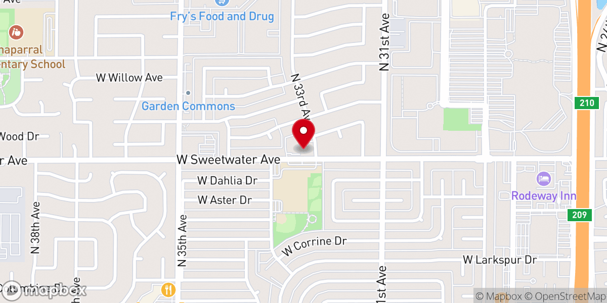 Map showing location of Victory Outreach - East Phoenix