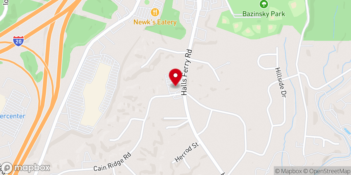 Map showing location of Highland Baptist Church
