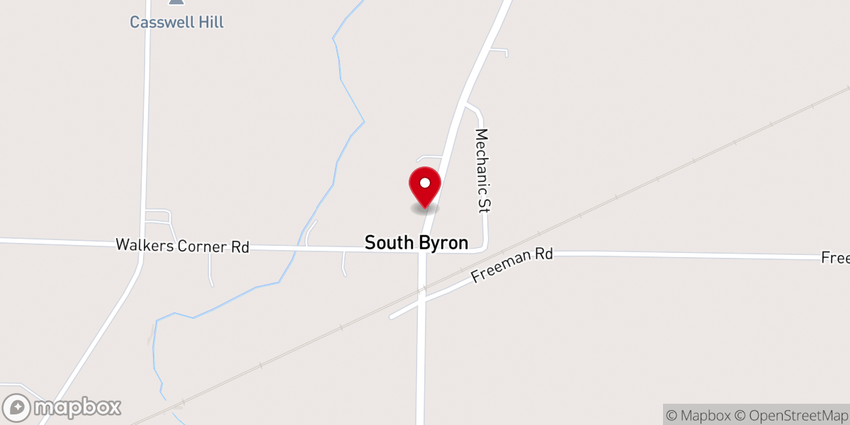 Map showing location of South Byron United Methodist Church