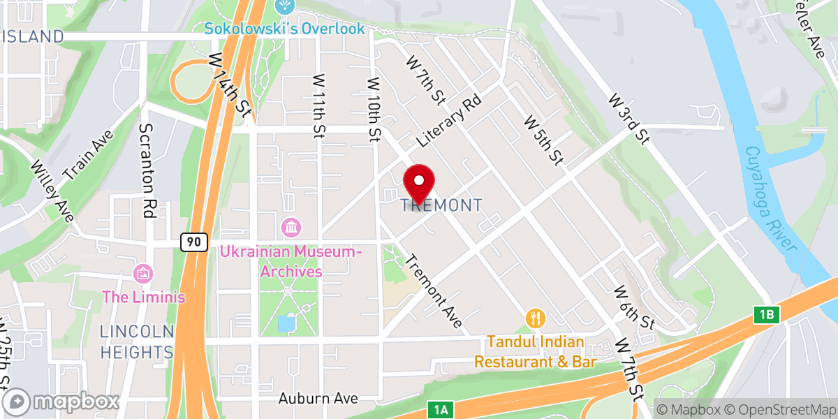 Map showing location of St John Cantius Church