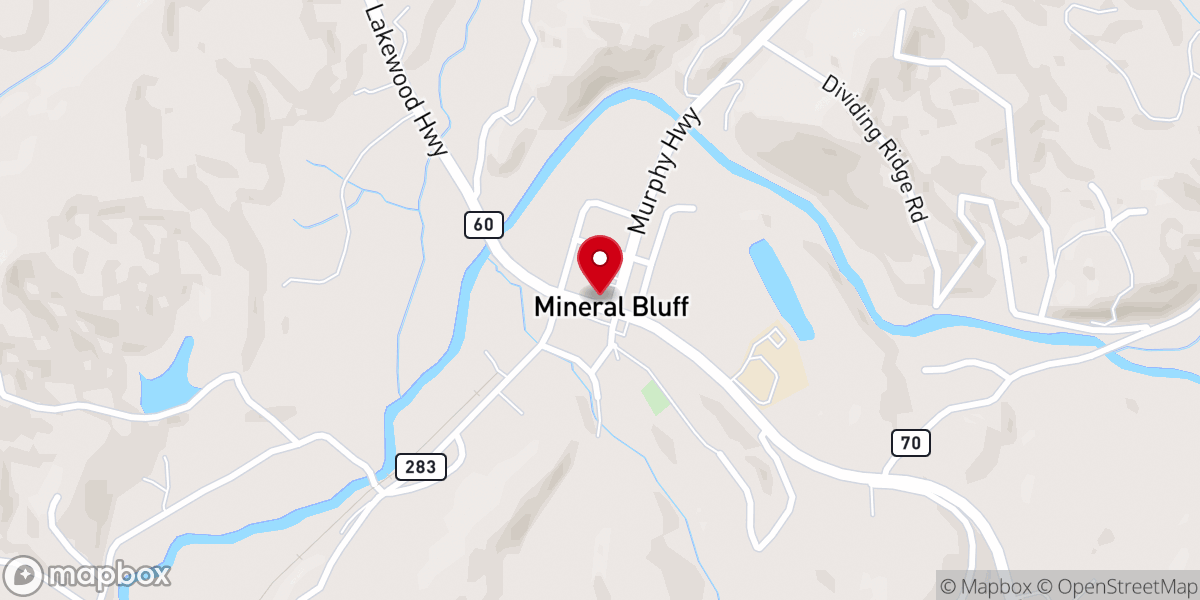 Map showing location of Mineral Bluff First Baptist