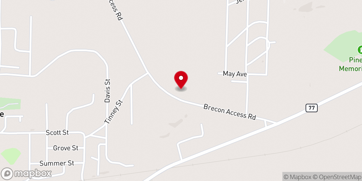 Map showing location of Brecon Church