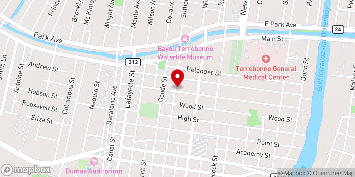 Map showing location of Terrebonne parish drug court