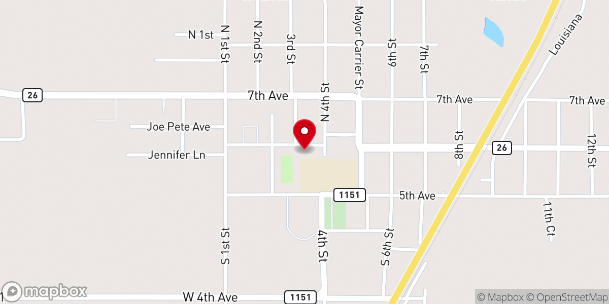 Map showing location of Allen Parish Media Center