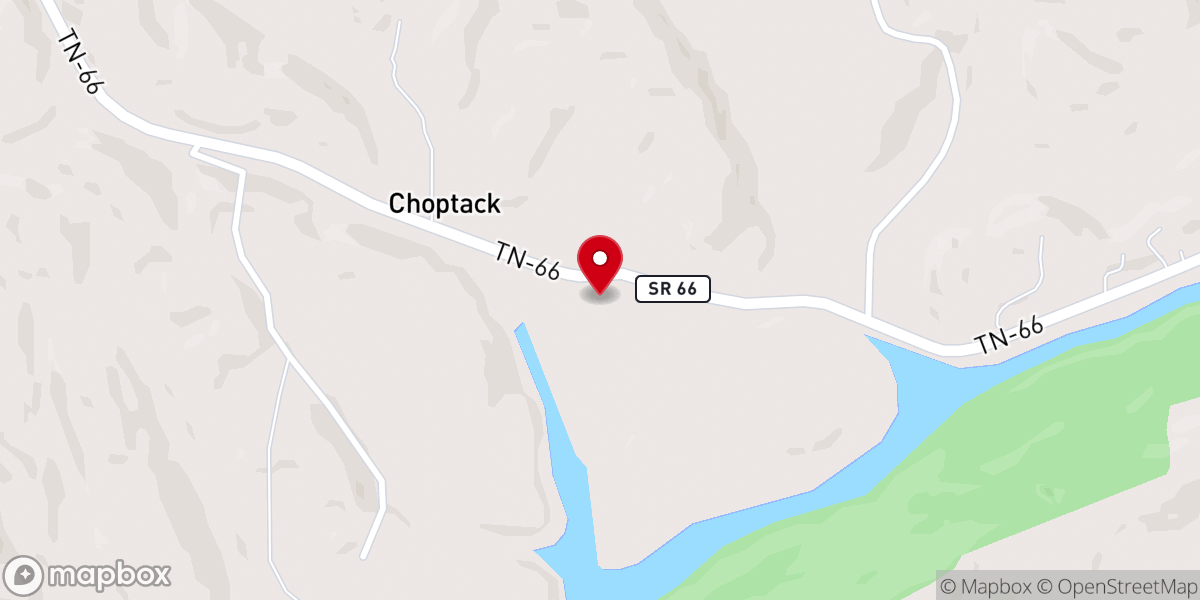 Map showing location of Choptack Baptist Church
