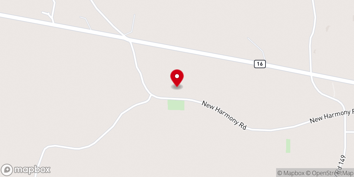 Map showing location of New Harmony Church