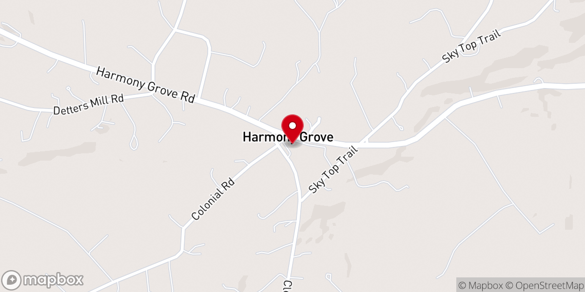 Map showing location of Harmony Grove Community Church