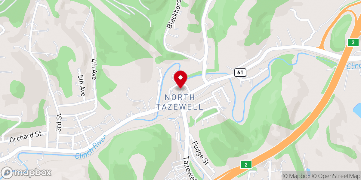 Map showing location of North Tazewell Untd Methodist Church