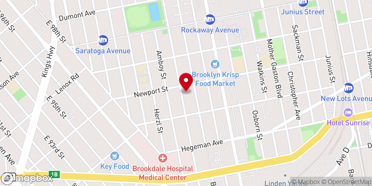 Map showing location of Brooklyn New Life Seventh-day Adventist Church