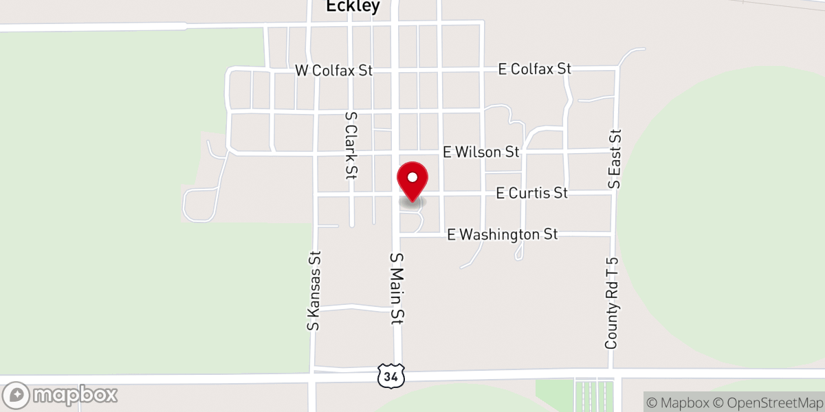Map showing location of Eckley Community Church