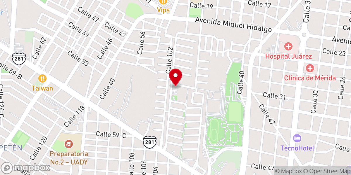 Map showing location of Parroquia La Transfiguración del Señor