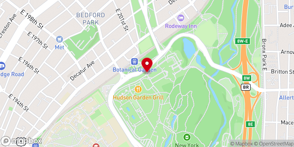 Map showing location of NYBG Ticket Counter