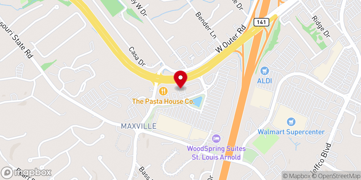Map showing location of St. Louis Bread Co.