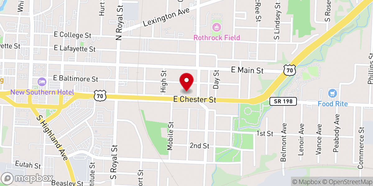 Map showing location of Trinity United Methodist Church