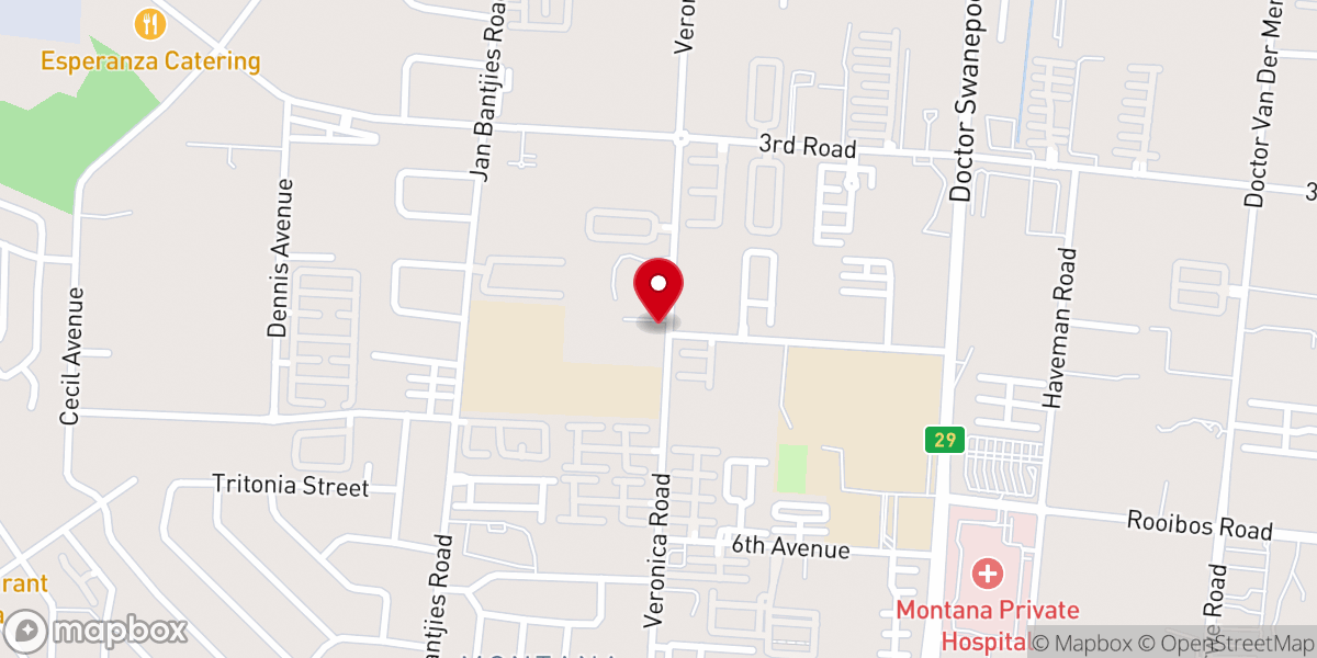 Map showing location of Montana Catholic Church