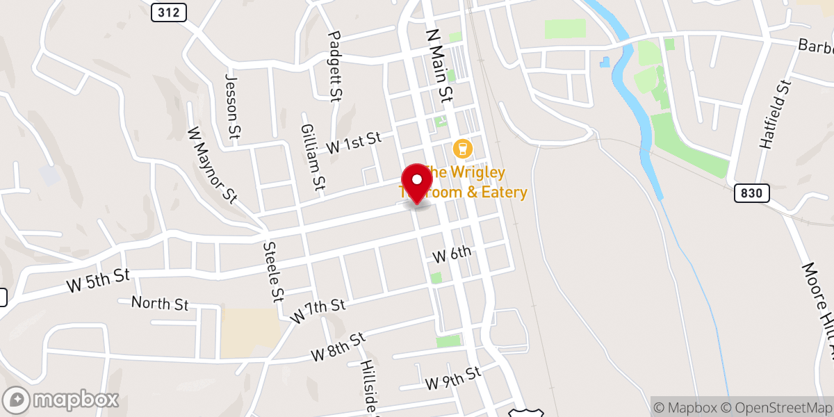 Map showing location of Central Baptist Church