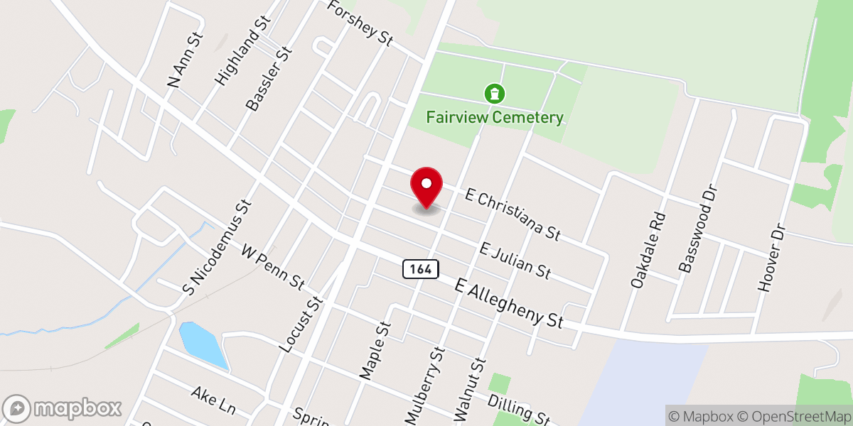 Map showing location of St. John's United Church of Christ