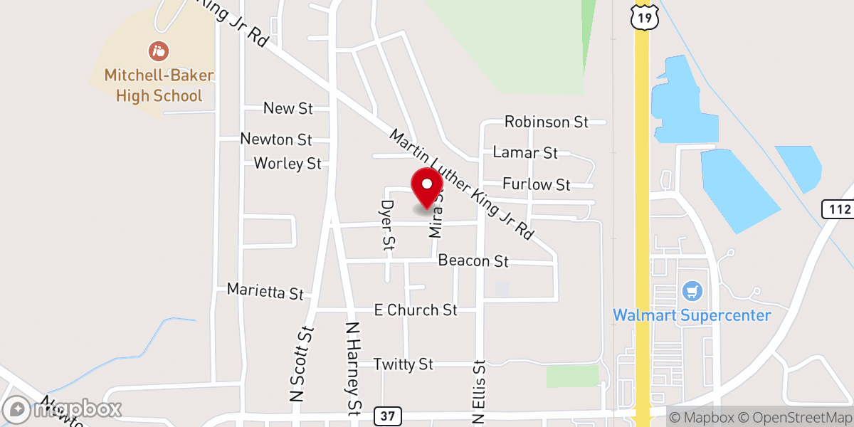 Map showing location of Union Baptist Church