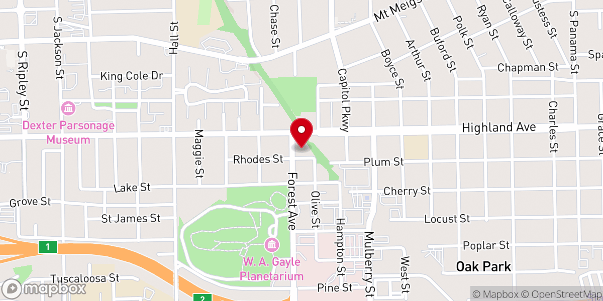 Map showing location of Forest Avenue Methodist Church